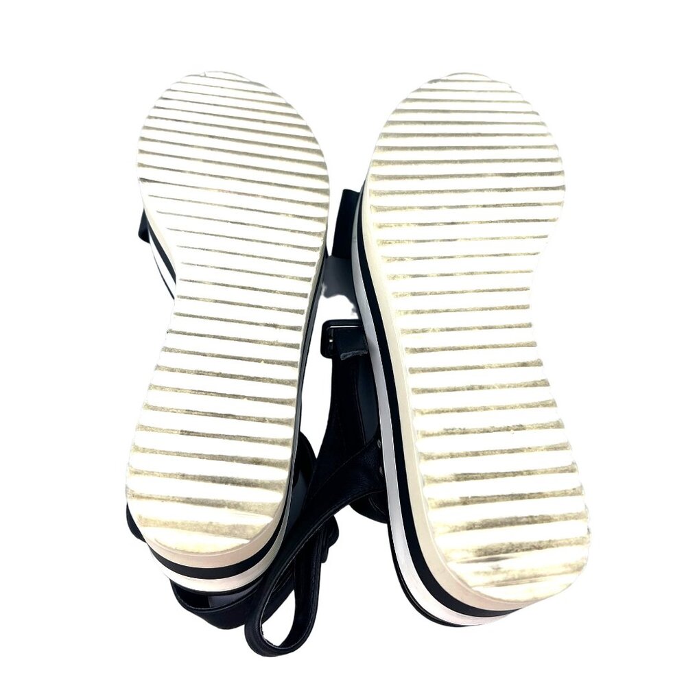 Steve Madden Black Platform Sandals Striped Sole Size 9.5 Straps Adjustable - Picture 7 of 11
